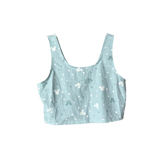 Disney Tops - Disney Mickey Mouse Polka Dot Crop Top Blue Sleeveless Scoop Neck Large